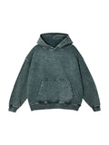 Off Script snow-washed oversized cotton hoodie, Dark Green front