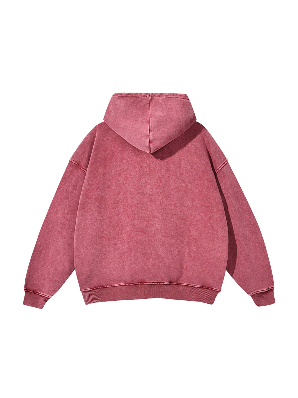 Off Script snow-washed oversized cotton hoodie, Dark Red back