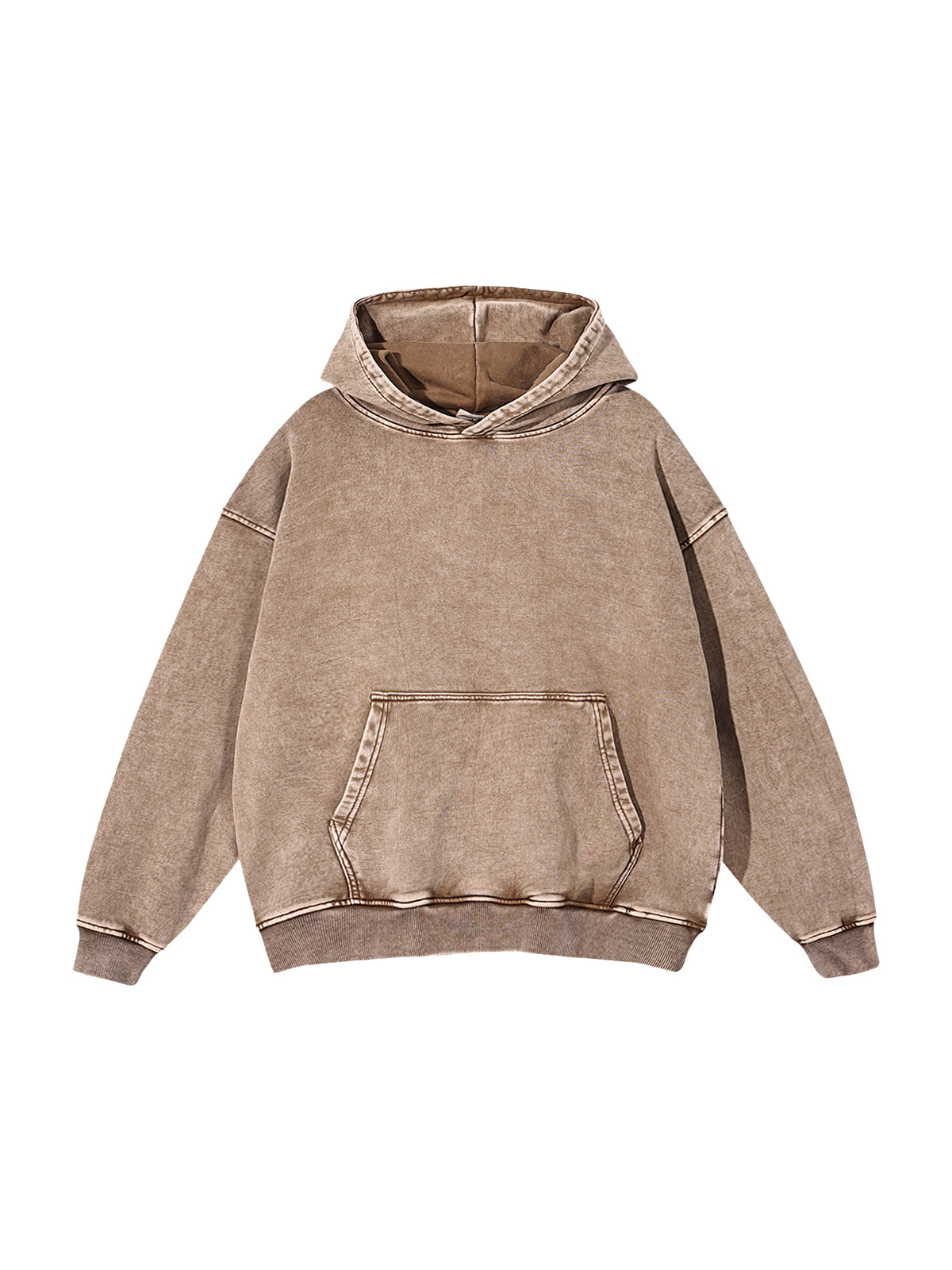 Off Script snow-washed oversized cotton hoodie, Sand front
