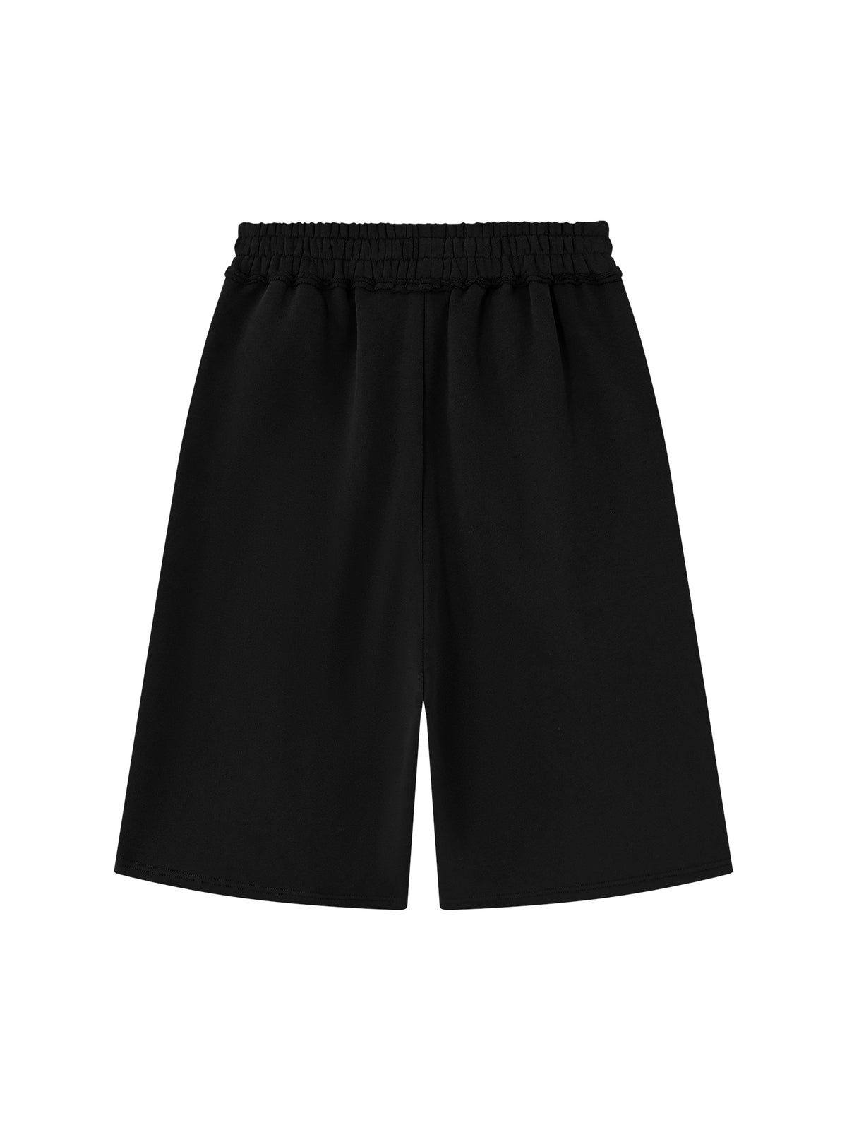 Off Script Unisex Raw Edge Fleece Shorts Black back view