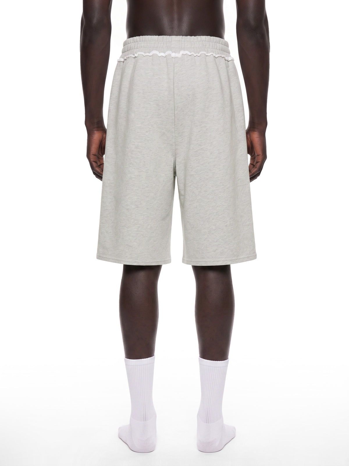 Off Script Unisex Raw Edge Fleece Shorts model view 6