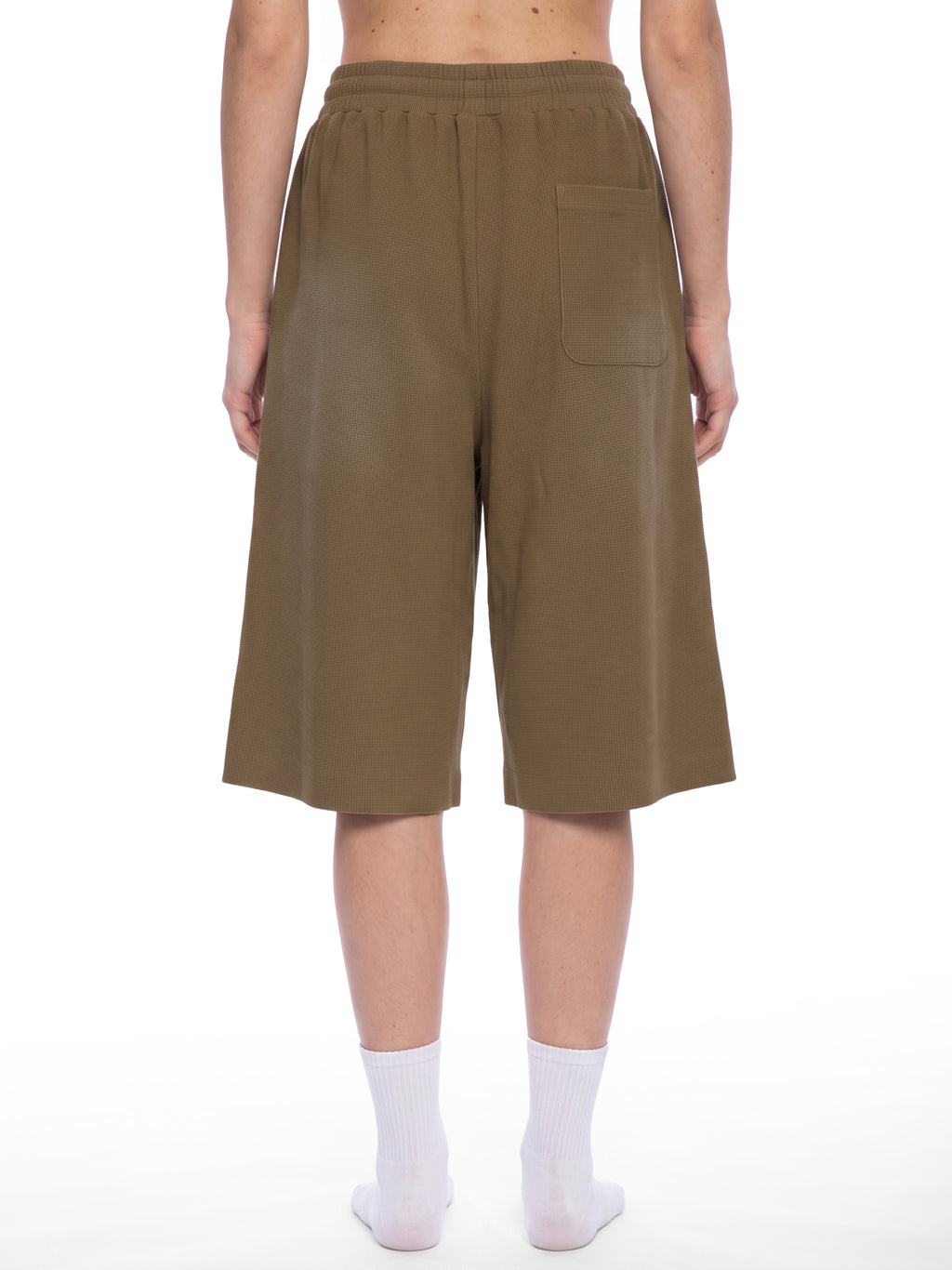 Off Script Unisex Sunfade Raw Edge Shorts Coffee model back view