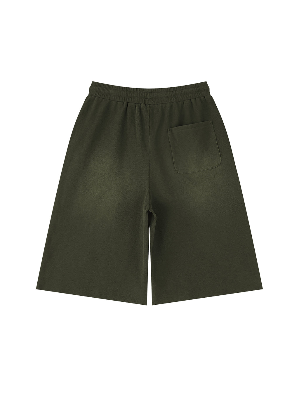 Off Script Unisex Sunfade Raw Edge Shorts Army Green back view