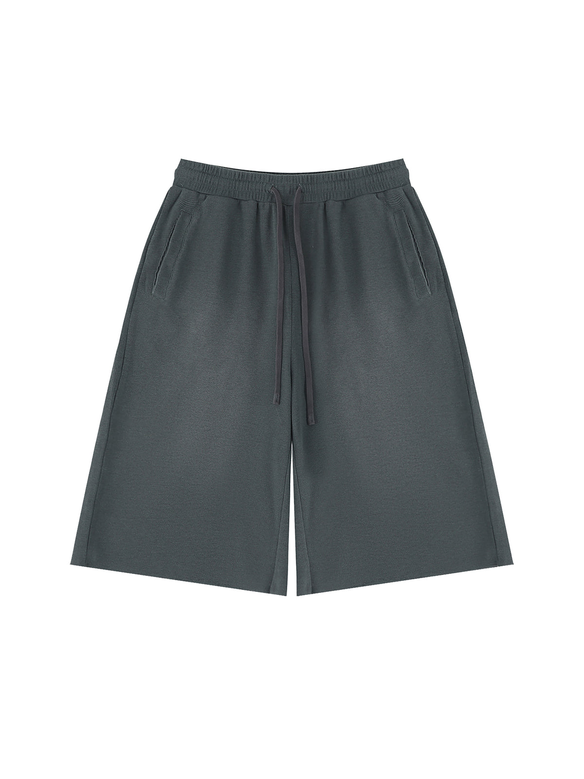 Off Script Unisex Sunfade Raw Edge Shorts Gray front view