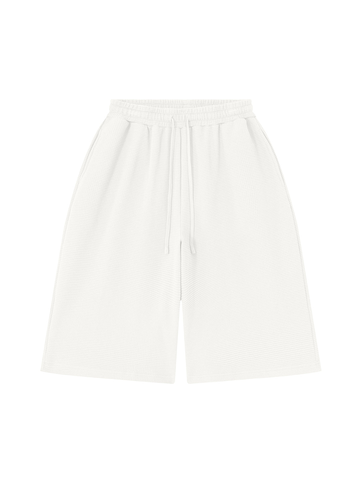 Off Script Unisex Waffle Shorts White front view