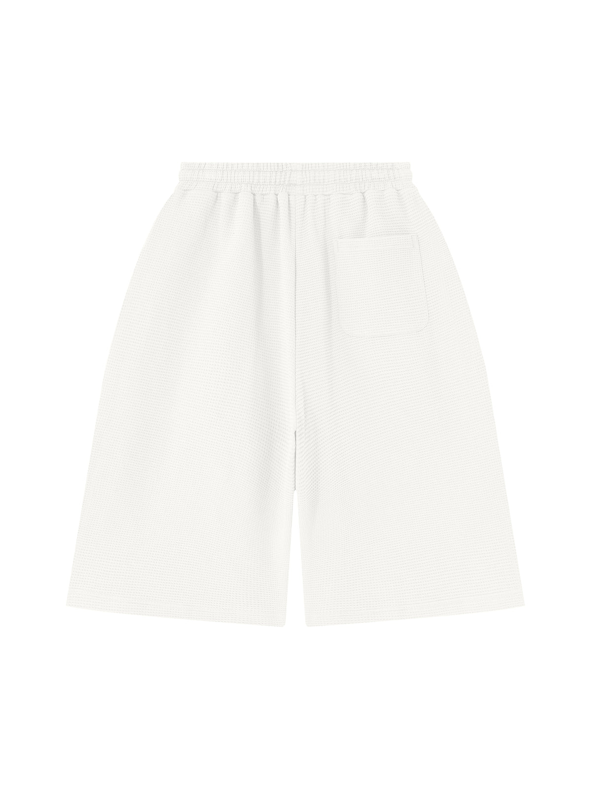 Off Script Unisex Waffle Shorts White back view