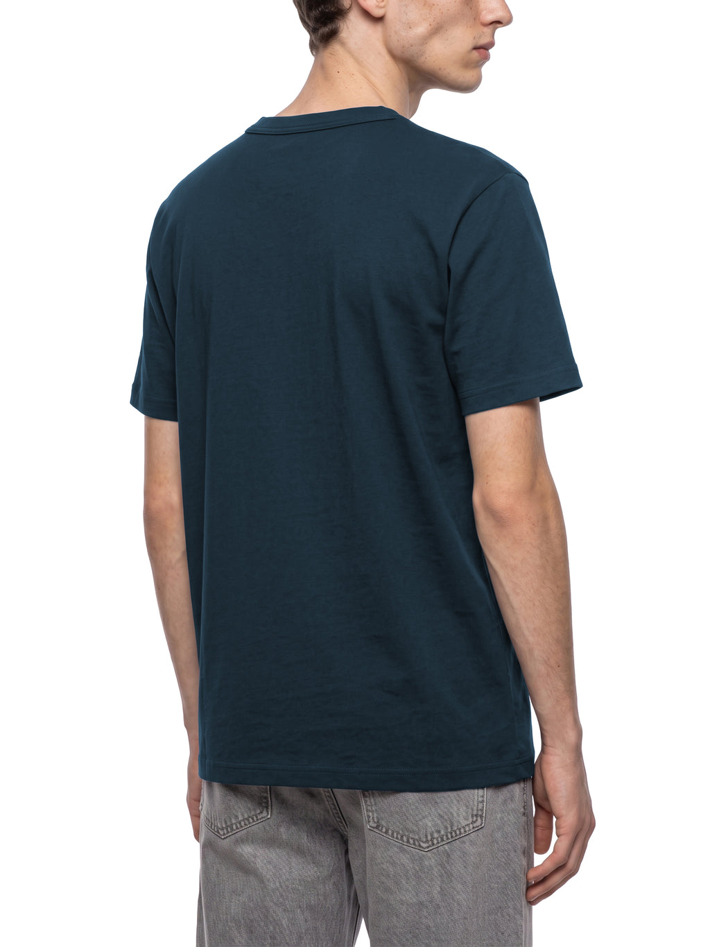 Off Script Unisex Heavyweight Cotton T-Shirt on male model back three-quarter view