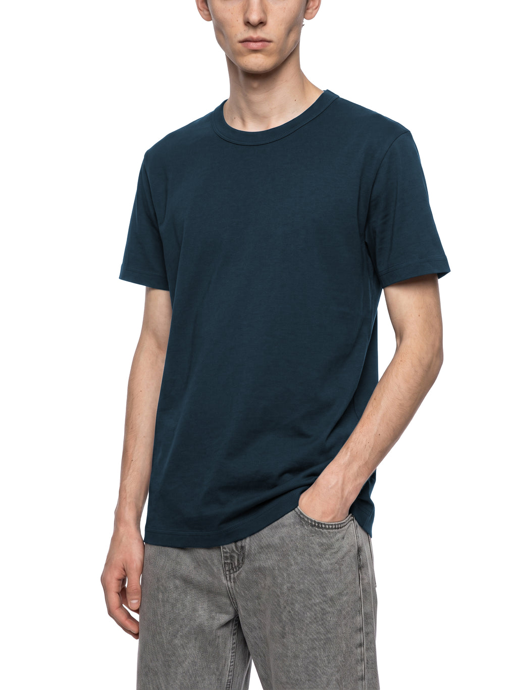 Off Script Unisex Heavyweight Cotton T-Shirt on male model casual front view