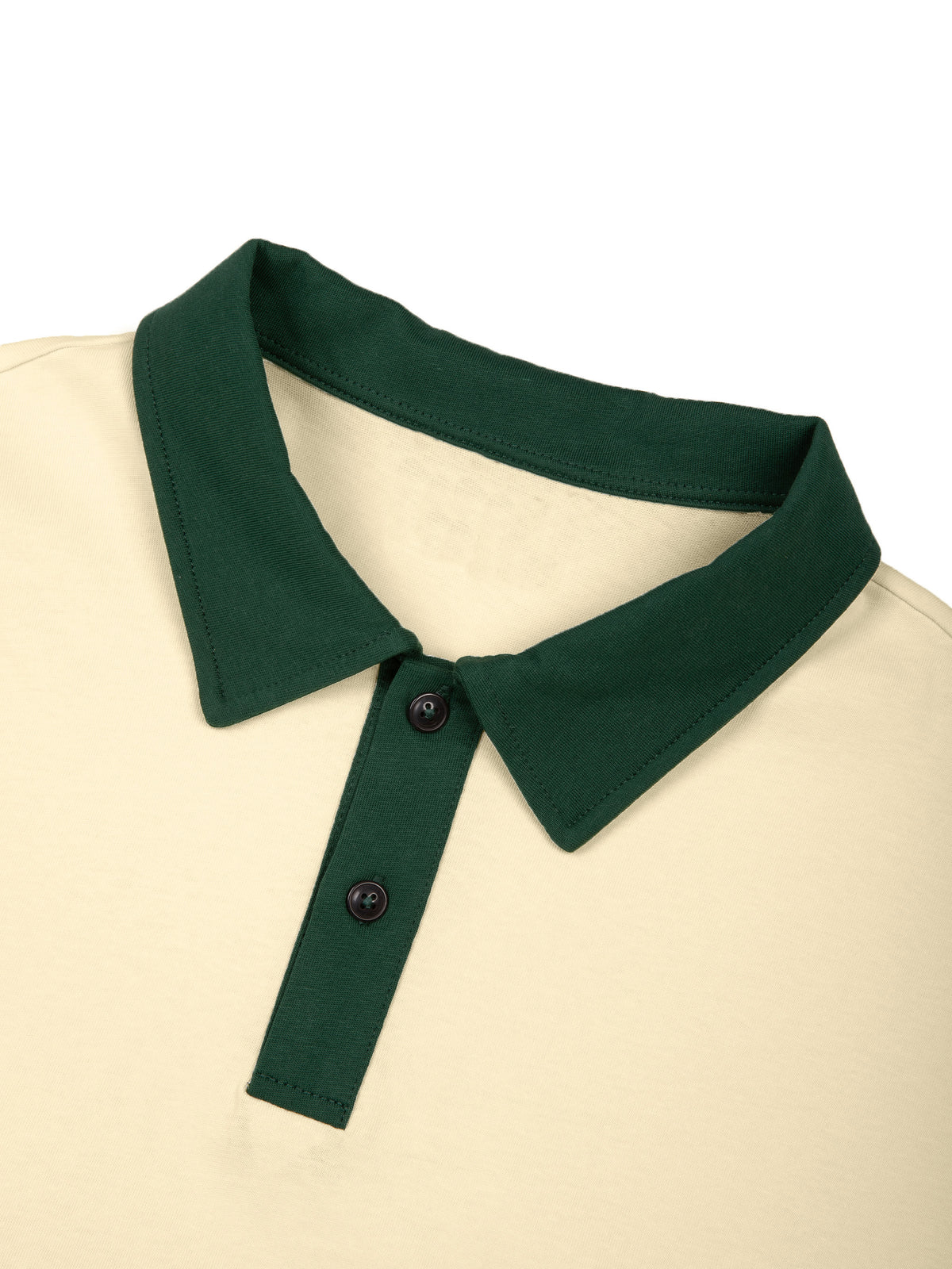 Off Script Unisex Color Block Polo Shirt collar and button detail