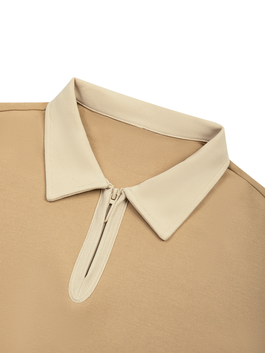 Off Script Unisex Color Block Quarter-Zip Polo Shirt quarter-zip collar detail