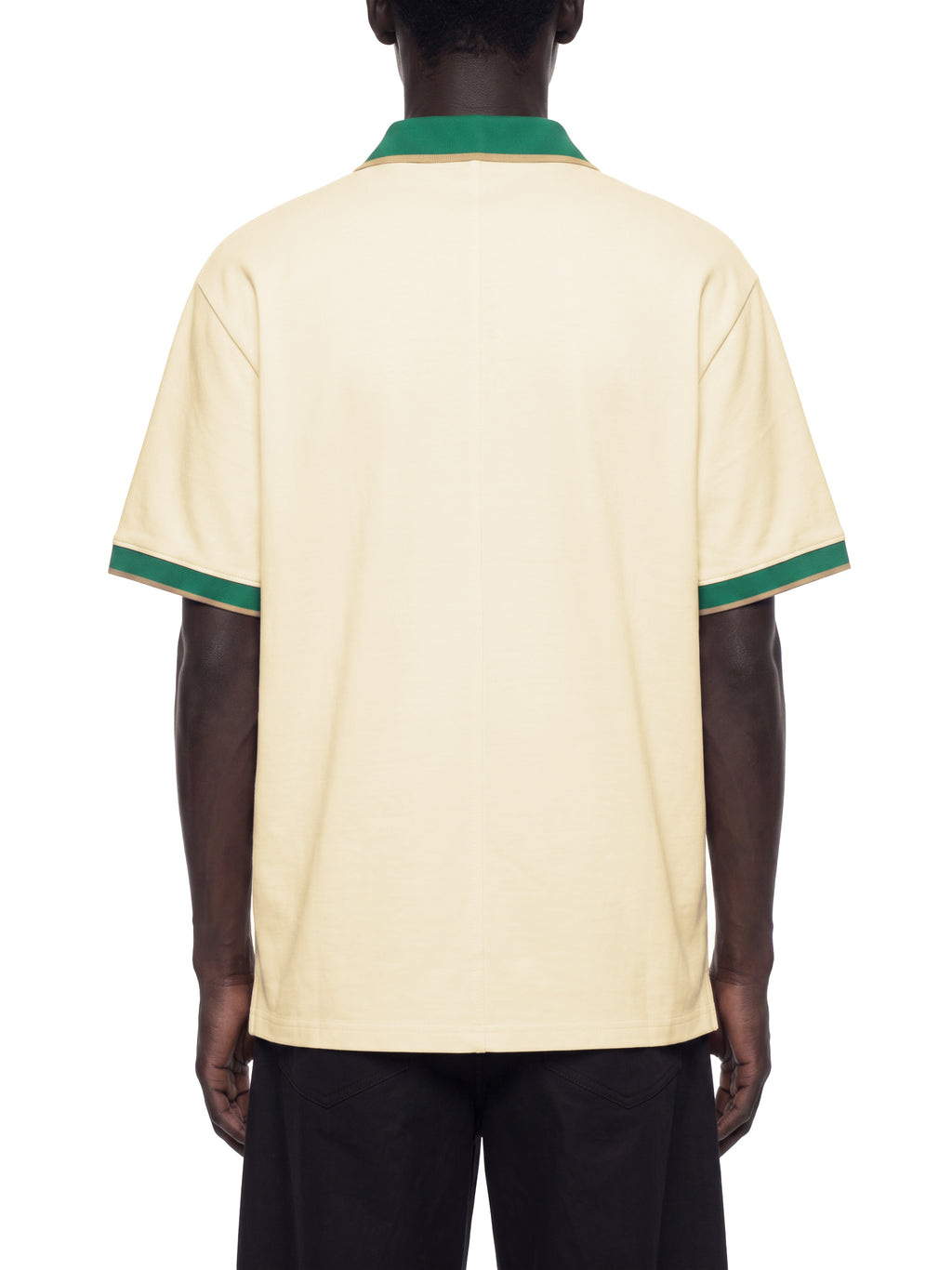 Off Script Unisex Color Block Polo Shirt on male model back view