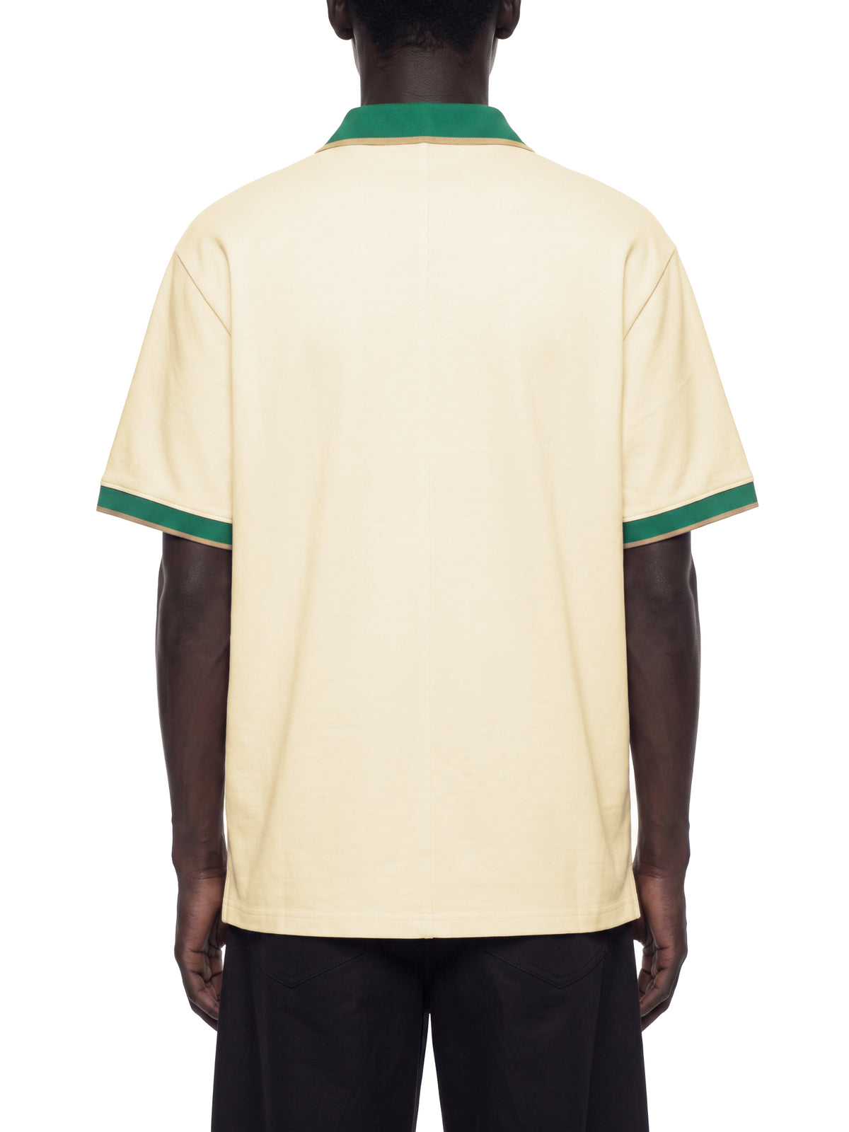Off Script Unisex Color Block Polo Shirt on male model back view