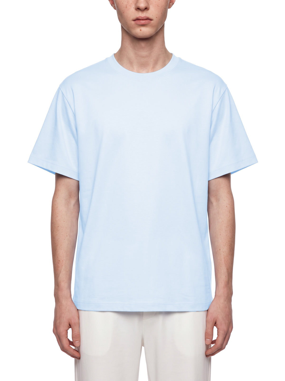 Off Script Unisex Heavyweight Sorona T-Shirt on male model front view