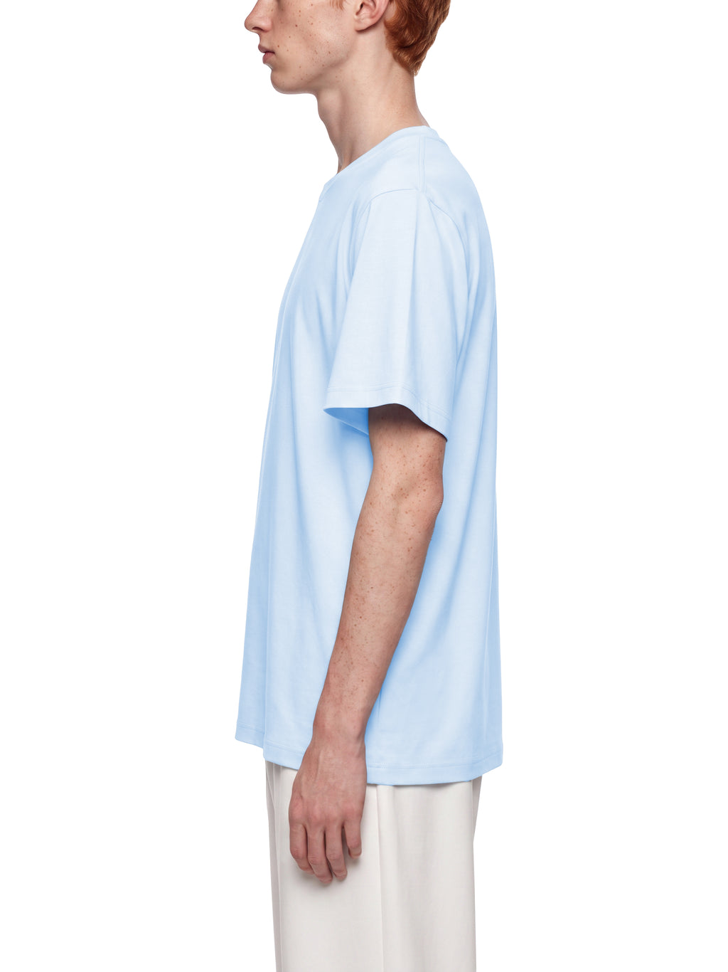 Off Script Unisex Heavyweight Sorona T-Shirt on male model side view