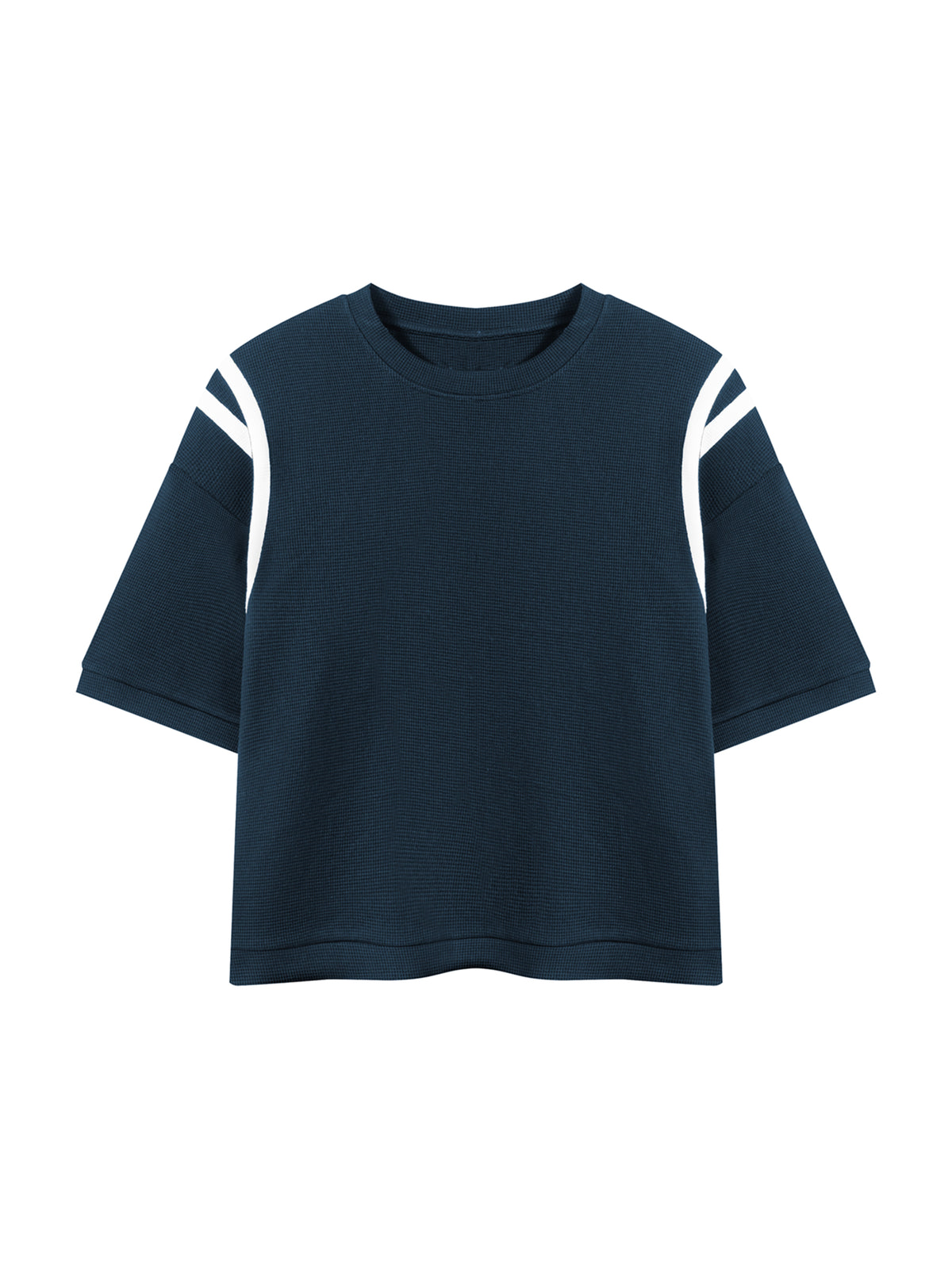 Off Script Unisex Color Block Waffle Boxy T-Shirt front product view