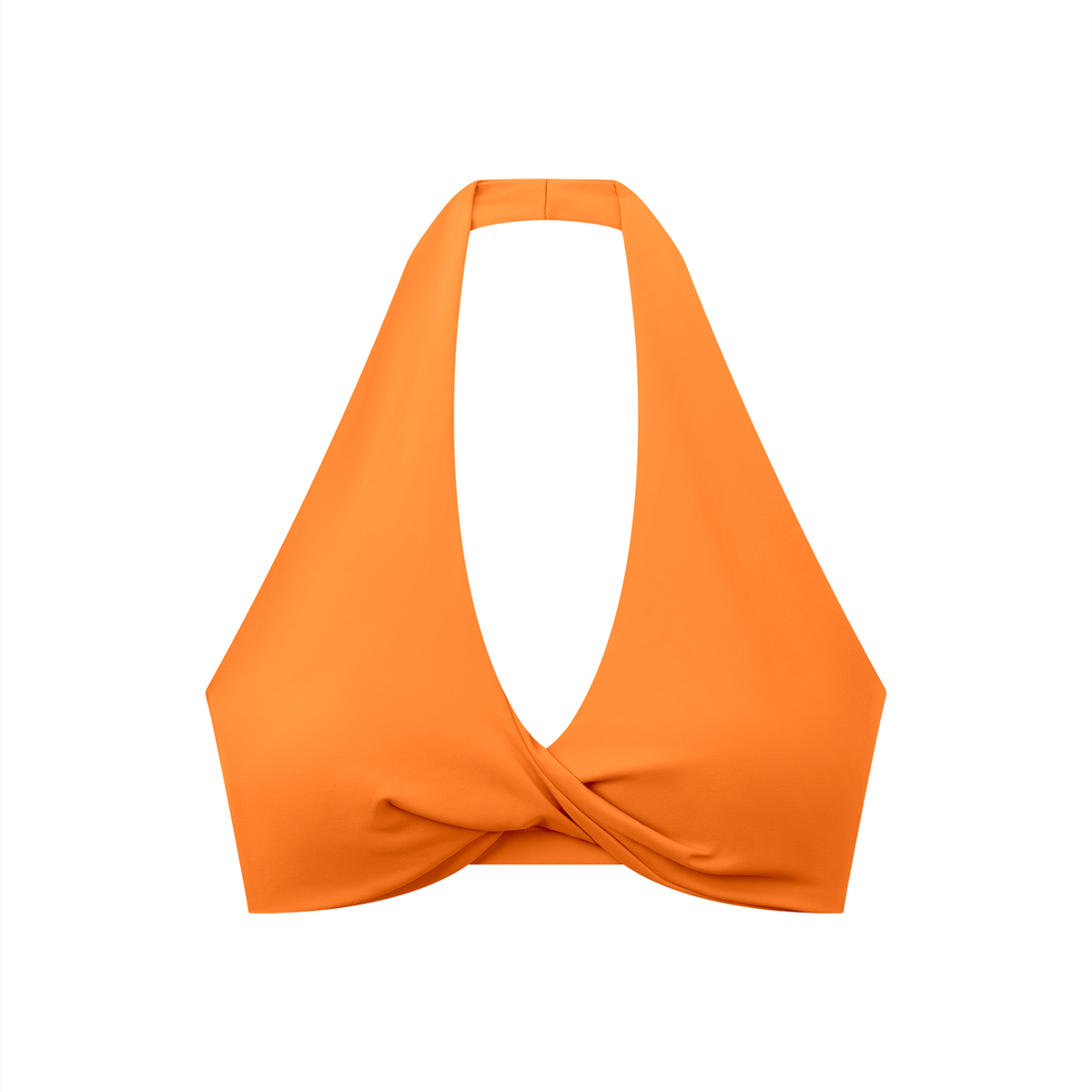 Off Script Women’s Pleated Halter Sports Bra Orange front product view