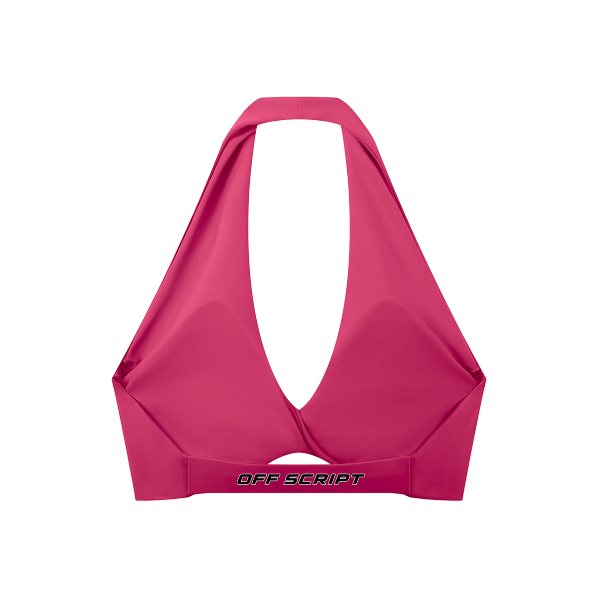 Off Script Women’s Pleated Halter Sports Bra Rose Red back product view