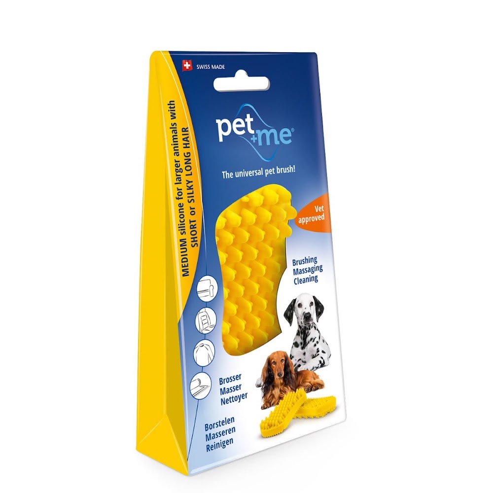 Pet and Me Yellow Medium Silicone Curry Brush