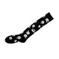 White Skull Black Knee High Socks