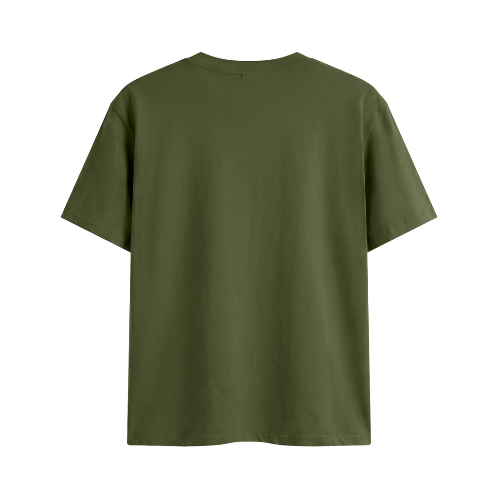 Relationship Status Independently Owned & Operated Unisex Graphic T-Shirt - Army Green back 3D mockup
