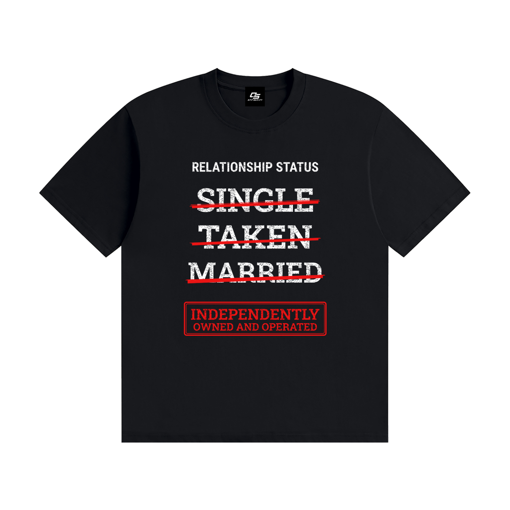 Relationship Status Independently Owned & Operated Unisex Graphic T-Shirt - Black front view