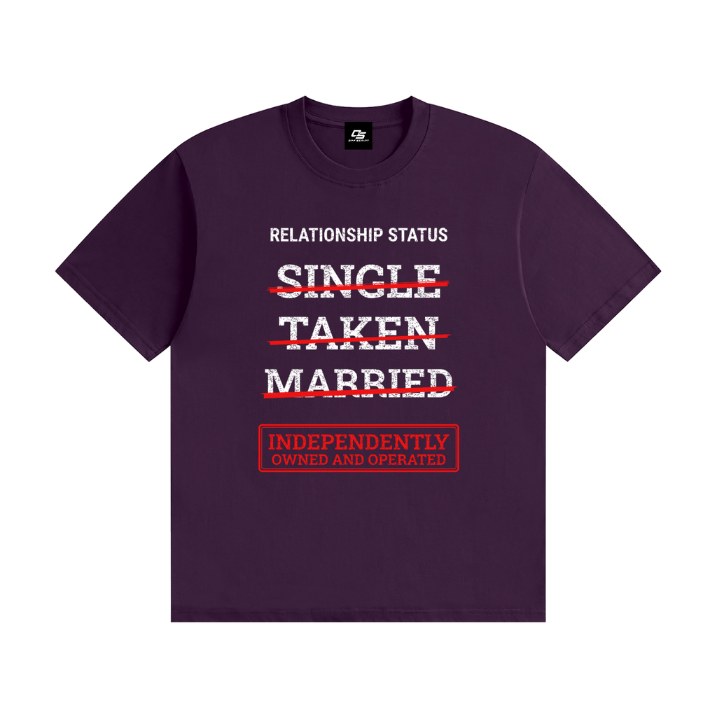 Relationship Status Independently Owned & Operated Unisex Graphic T-Shirt - Purple front view