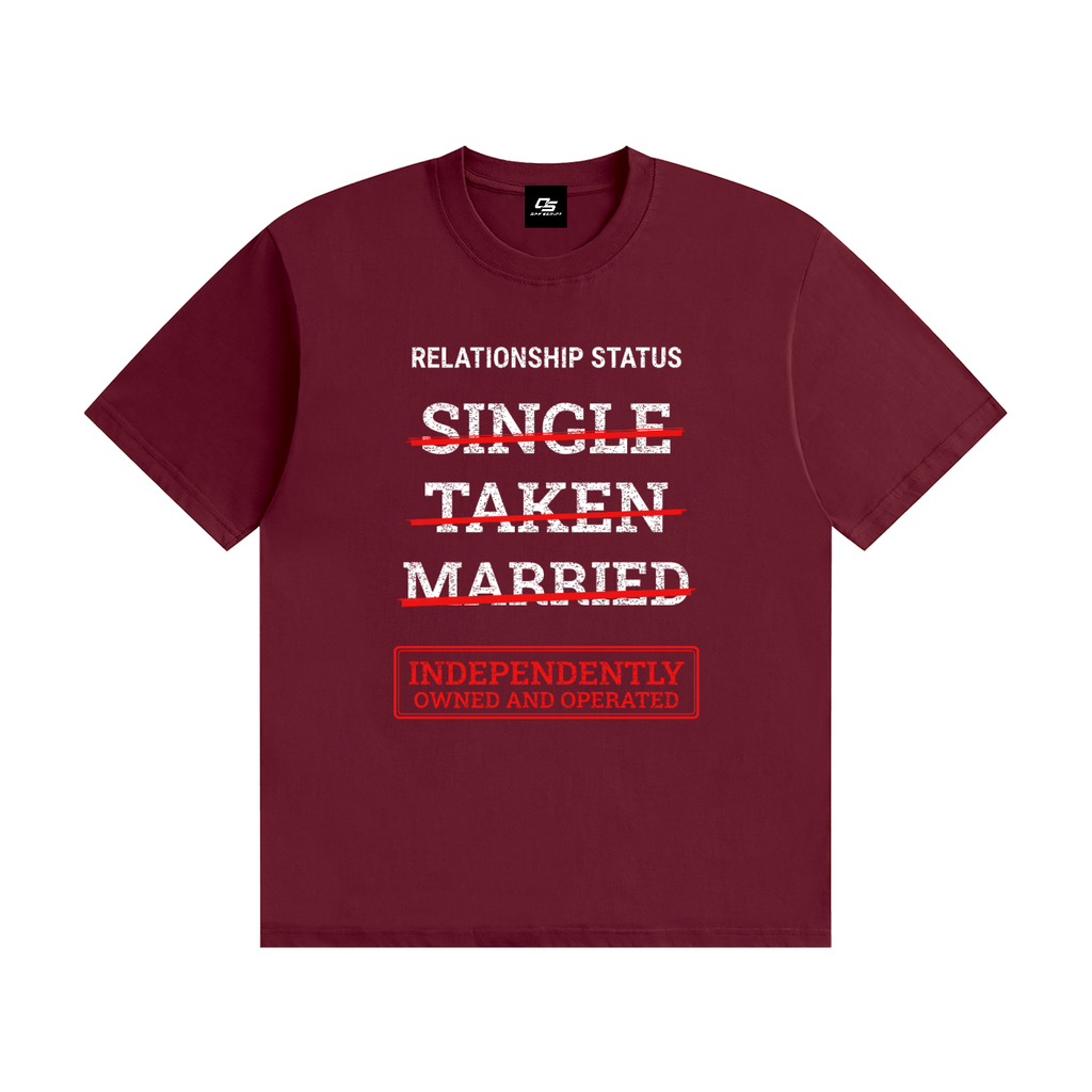 Relationship Status Independently Owned & Operated Unisex Graphic T-Shirt - Wine Red front view