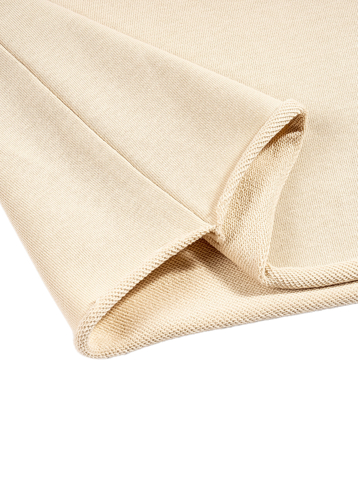 Apricot French terry raw-edge T-shirt - hem construction detail