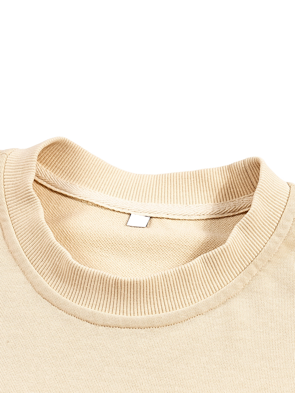 Apricot French terry raw-edge T-shirt - ribbed crew neckline detail