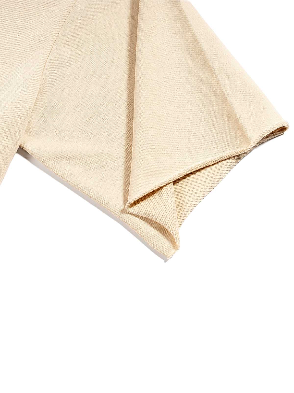 Apricot French terry T-shirt - raw-edge sleeve and hem detail