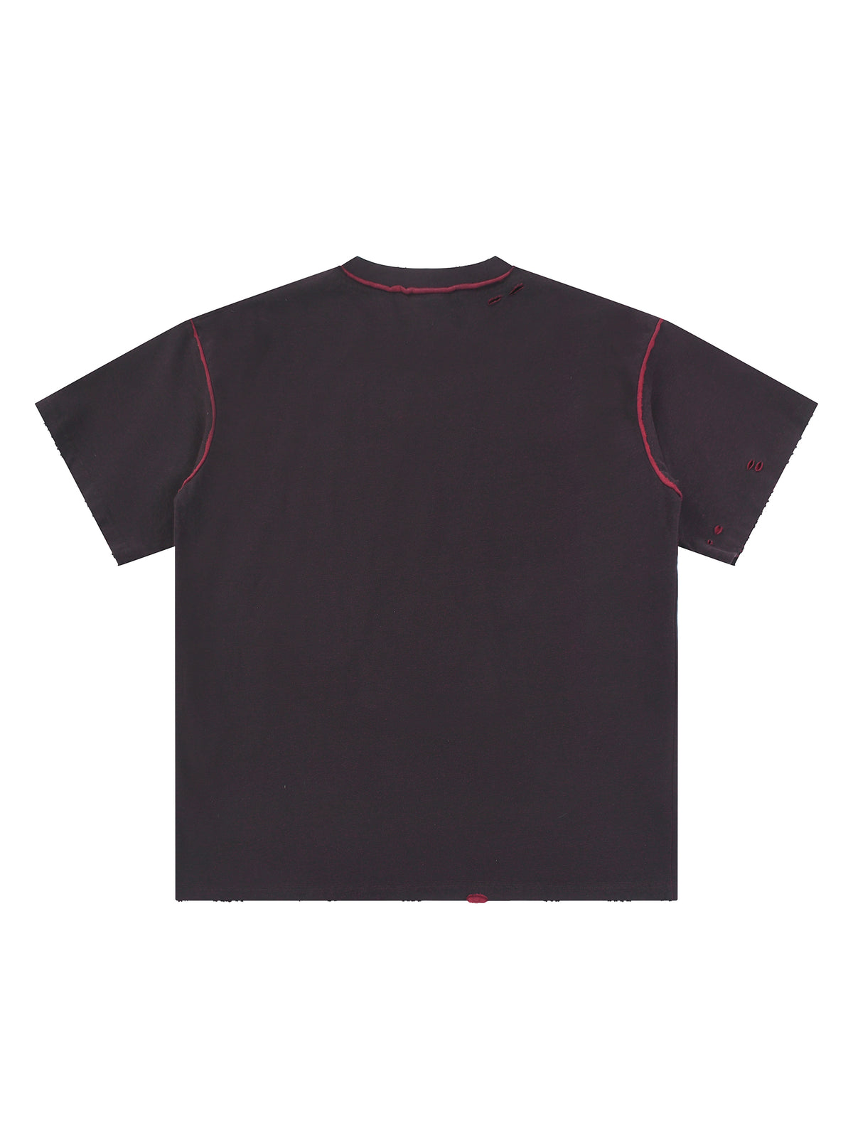 Black with Red Unisex Hand-Frayed Reversible T-Shirt back view