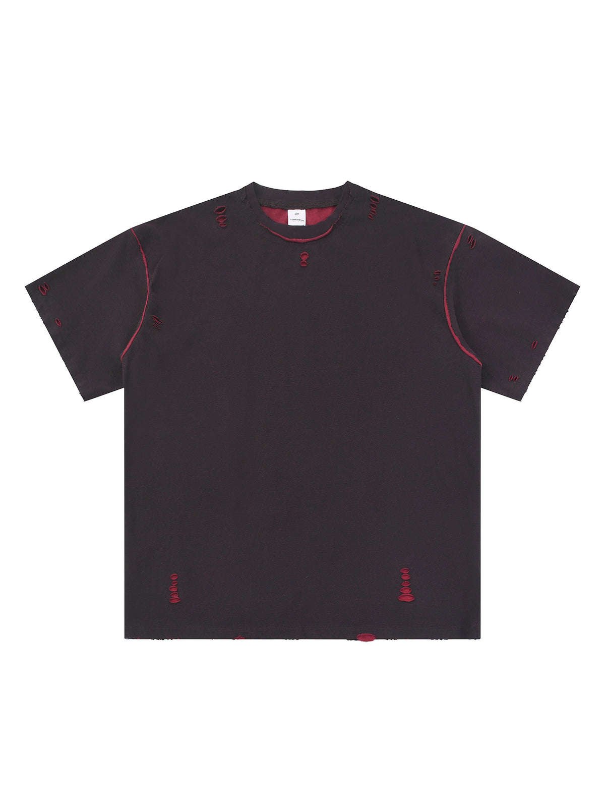 Black with Red Unisex Hand-Frayed Reversible T-Shirt front view