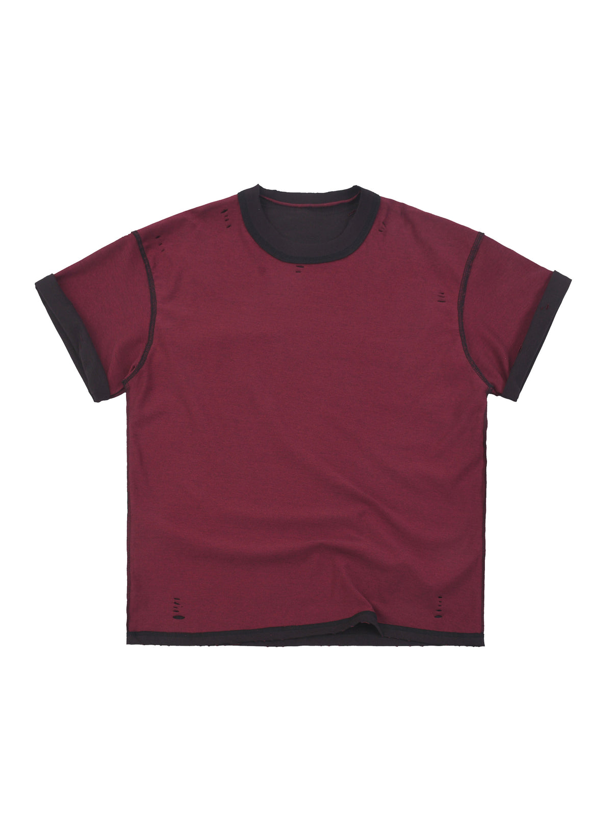 Black with Red Unisex Hand-Frayed Reversible T-Shirt reversed Red view