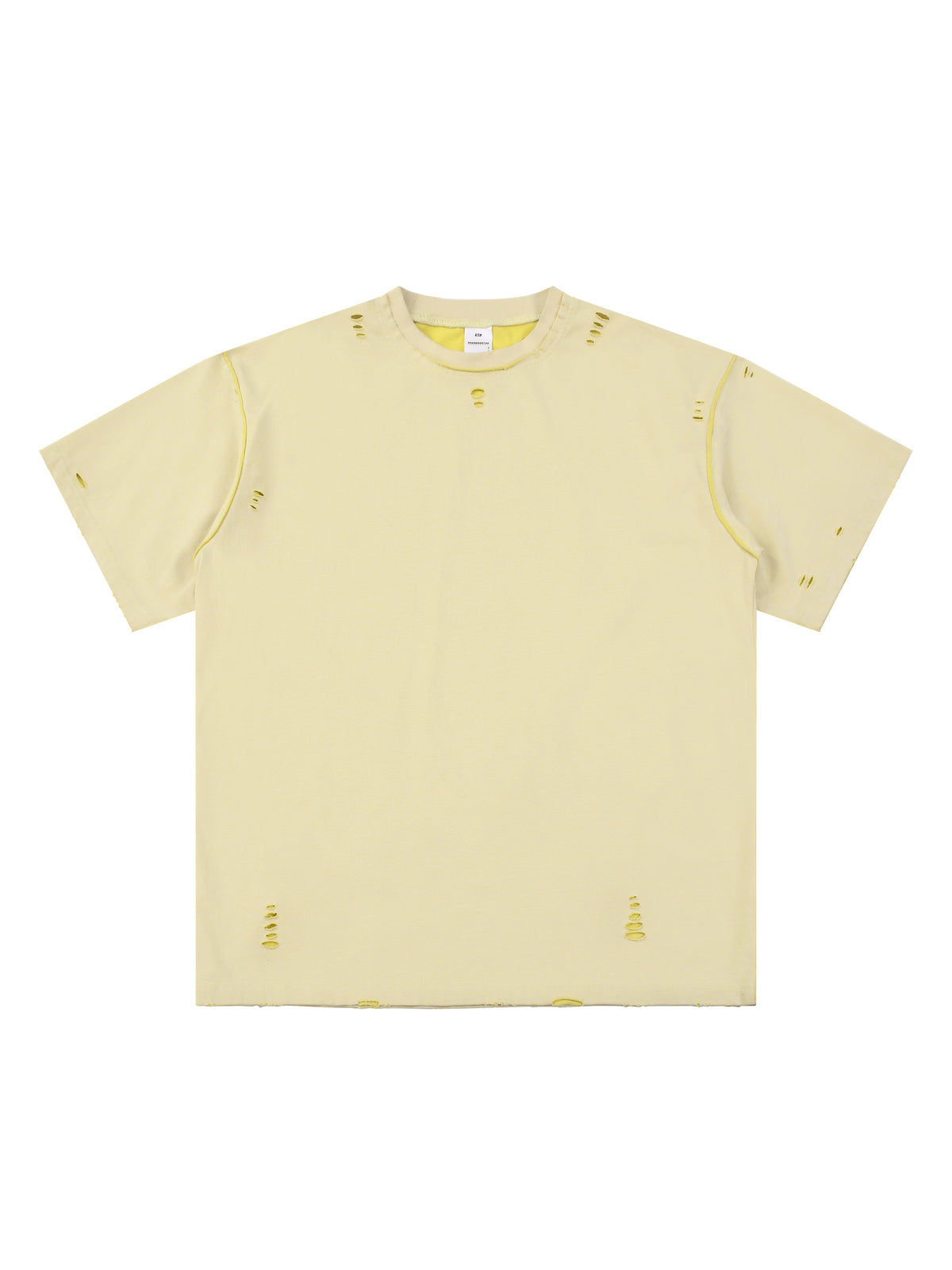 Light Apricot with Yellow Unisex Hand-Frayed Reversible T-Shirt front view