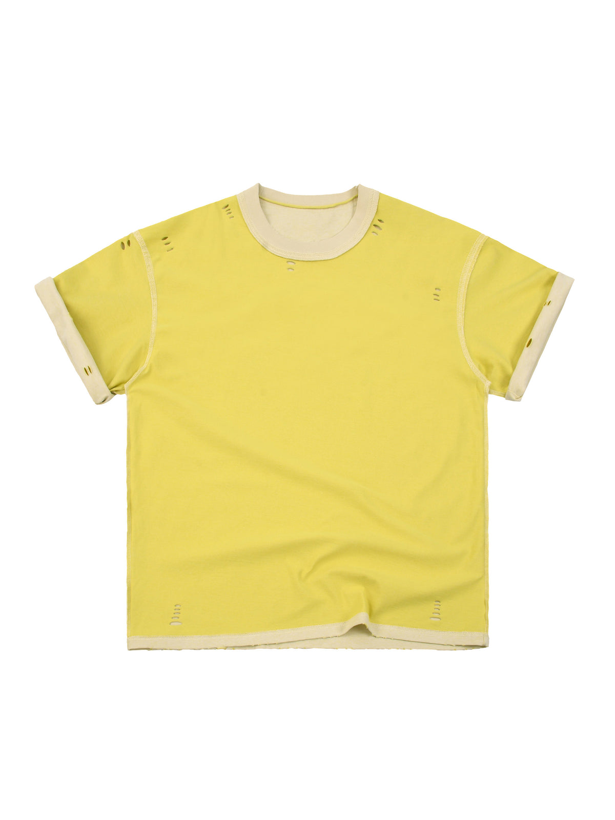 Light Apricot with Yellow Unisex Hand-Frayed Reversible T-Shirt reversed Yellow view