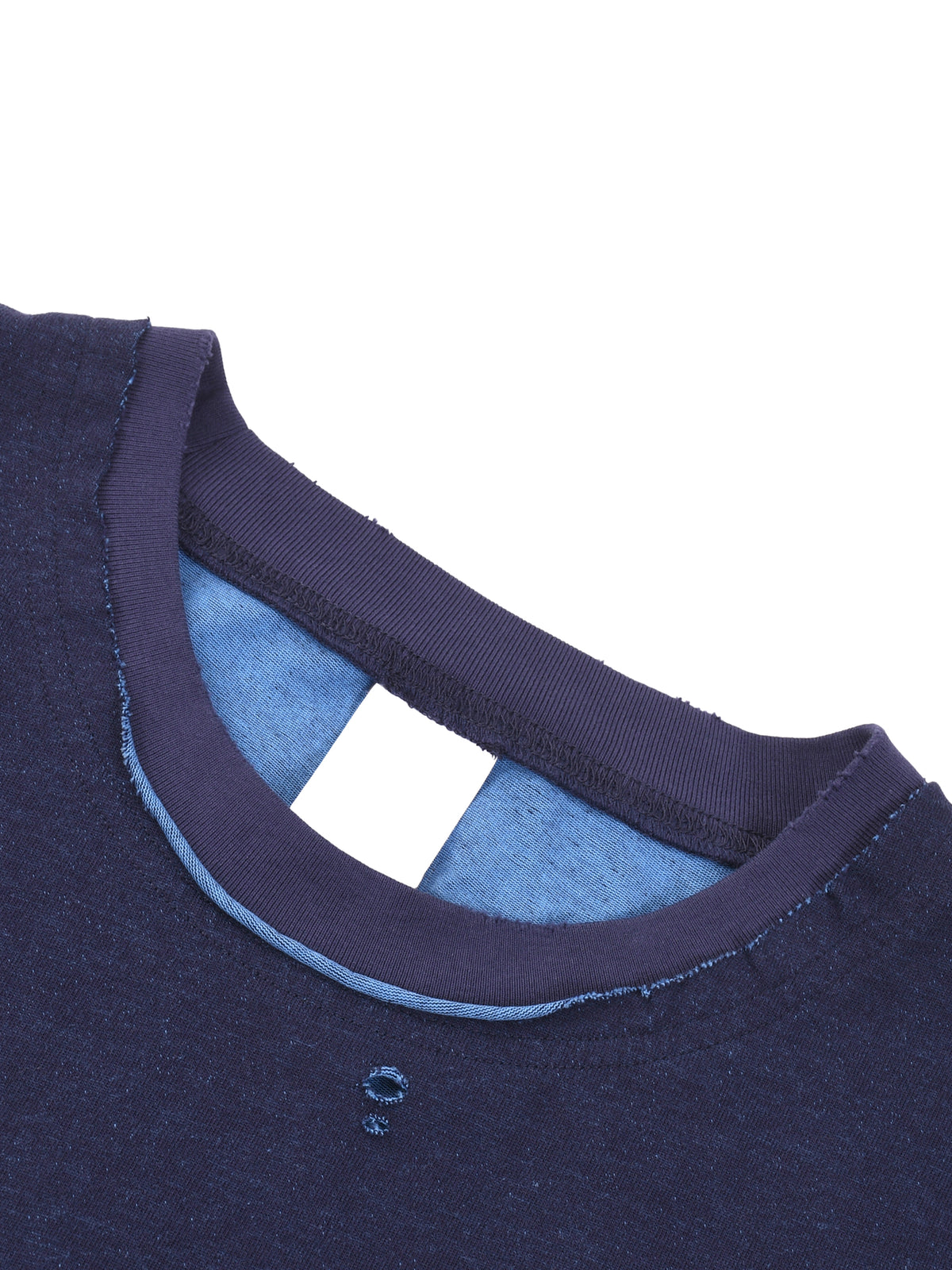 Navy Blue and Light Blue reversible T-shirt - layered crew neckline detail
