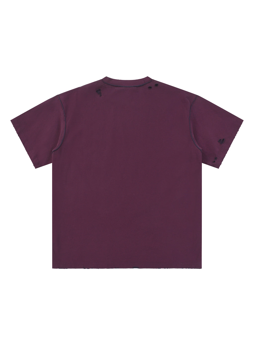 Wine Red with Dark Blue Unisex Hand-Frayed Reversible T-Shirt back view