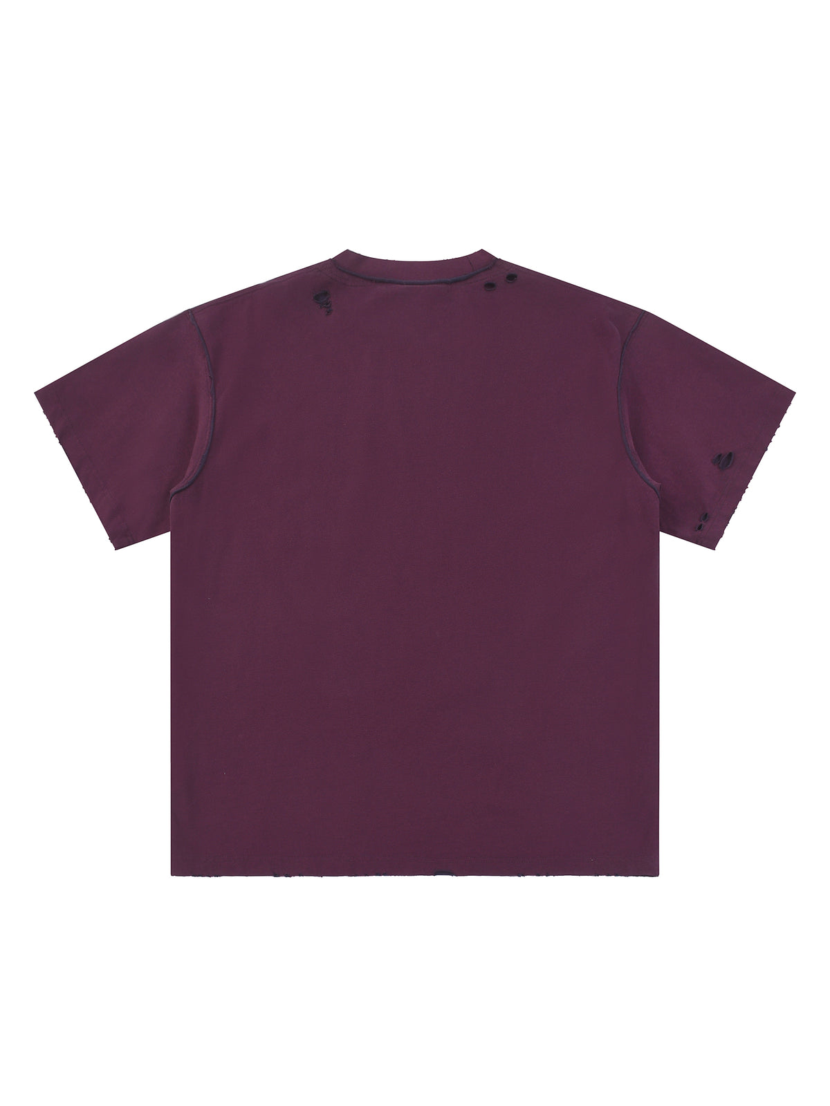 Wine Red with Dark Blue Unisex Hand-Frayed Reversible T-Shirt back view