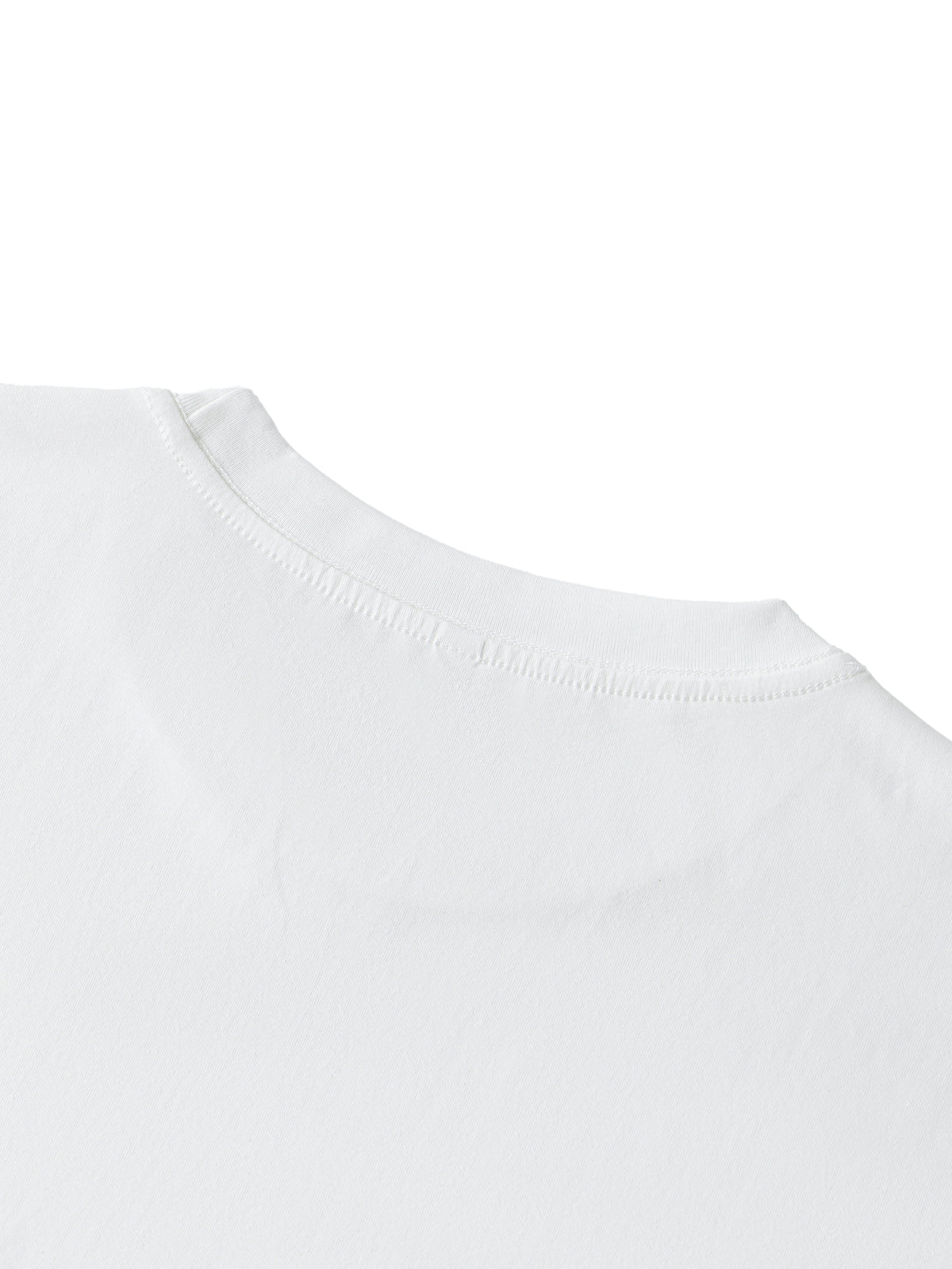 White unisex half-sleeve ribbed T-shirt - back neckline construction detail