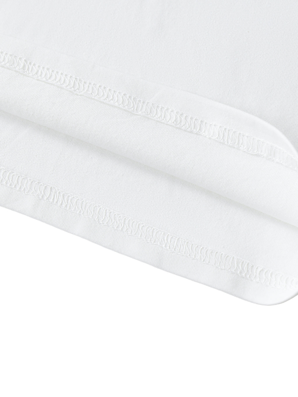 White unisex half-sleeve ribbed T-shirt - lower hem stitching detail