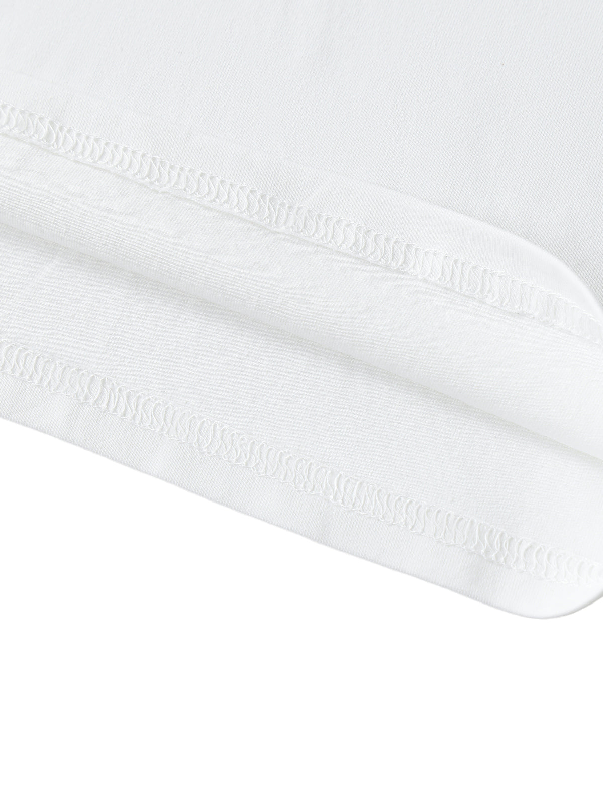White unisex half-sleeve ribbed T-shirt - lower hem stitching detail