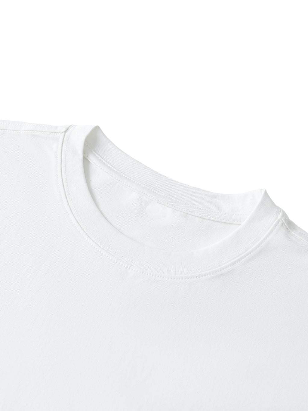 White unisex half-sleeve ribbed T-shirt - crew neckline detail