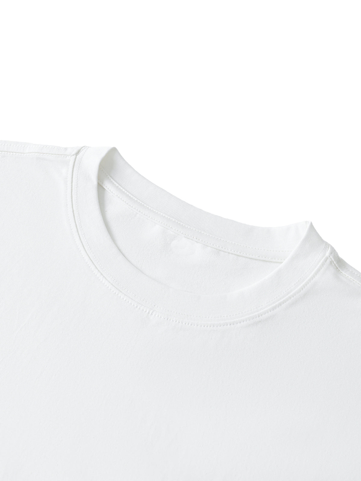 White unisex half-sleeve ribbed T-shirt - crew neckline detail
