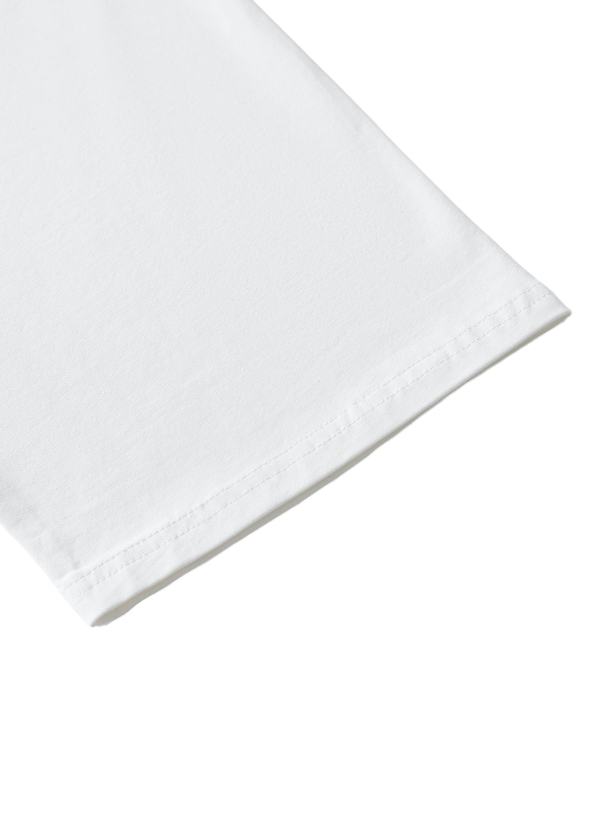 White unisex half-sleeve ribbed T-shirt - sleeve hem detail