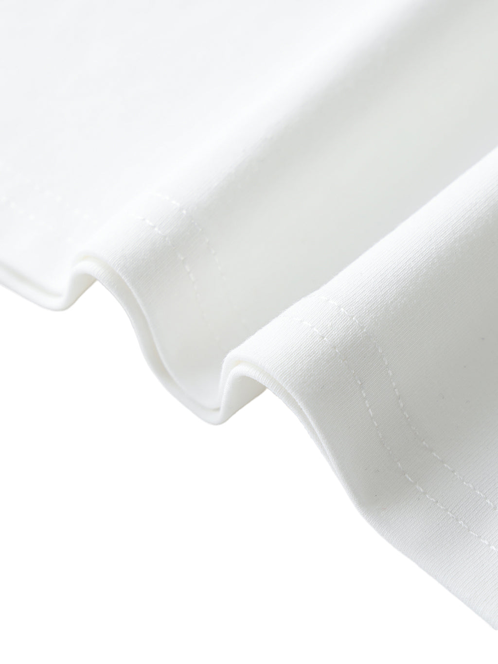 White unisex half-sleeve ribbed T-shirt - stitching detail