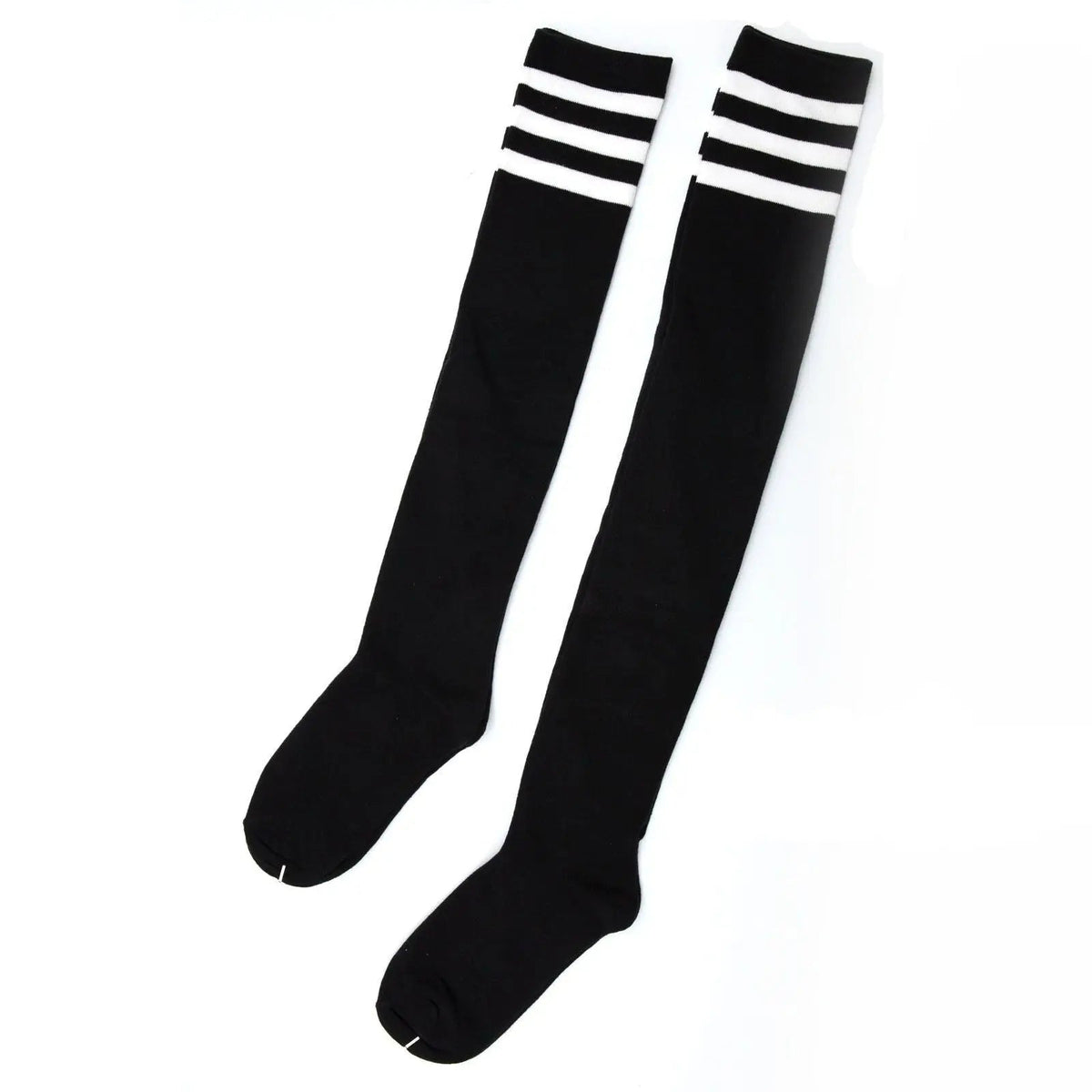 Womens Striped Top Black White Cotton Knee High Socks Over the Knee Thigh High