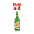 Green squeaky beverage bottle dog toy
