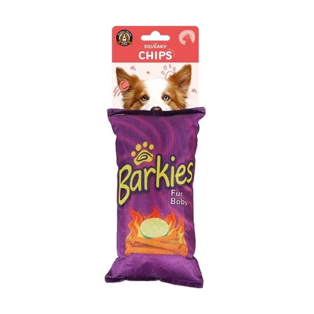 Purple Barkies squeaky and crinkly dog toy