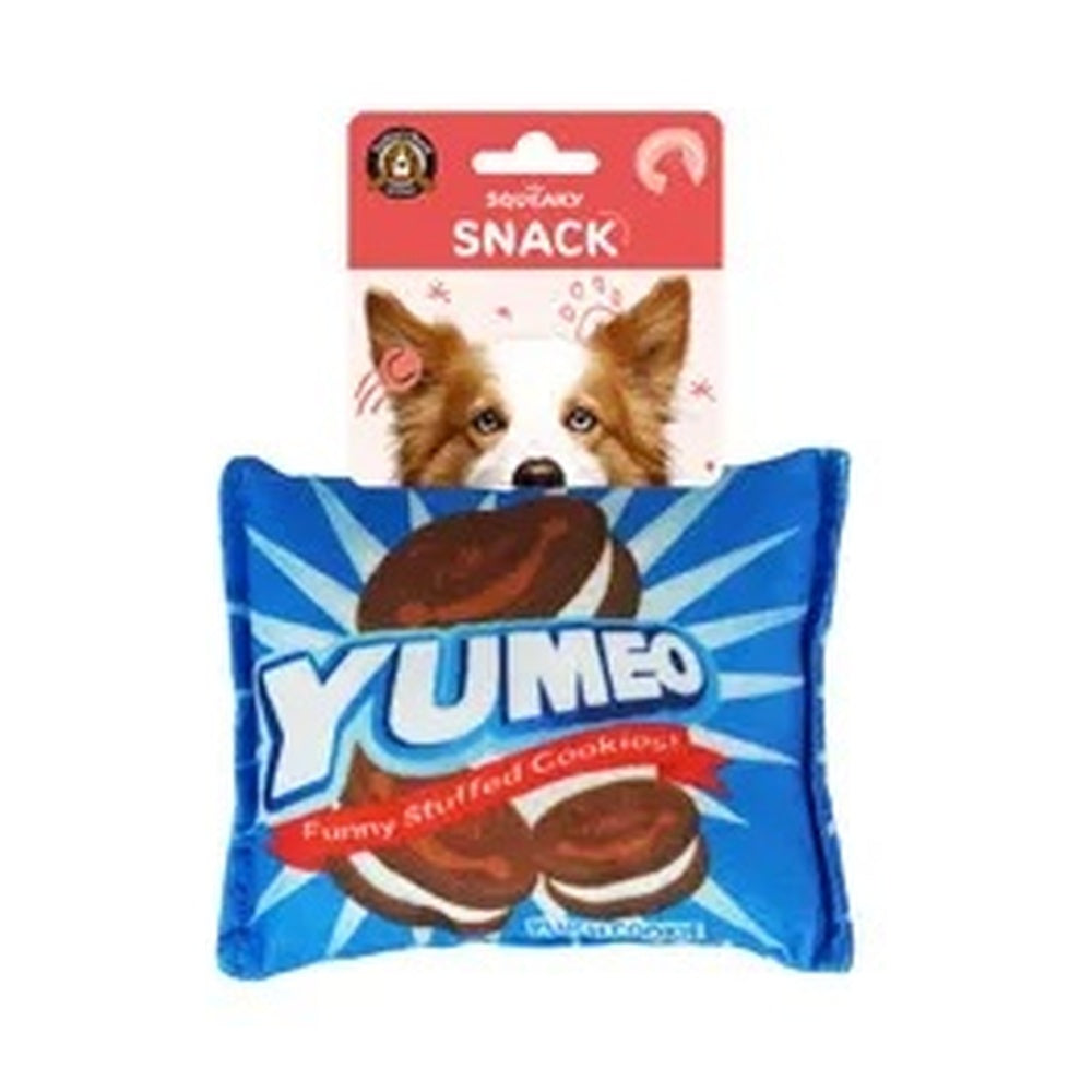 Yumbo squeaky and crinkly snack dog toy