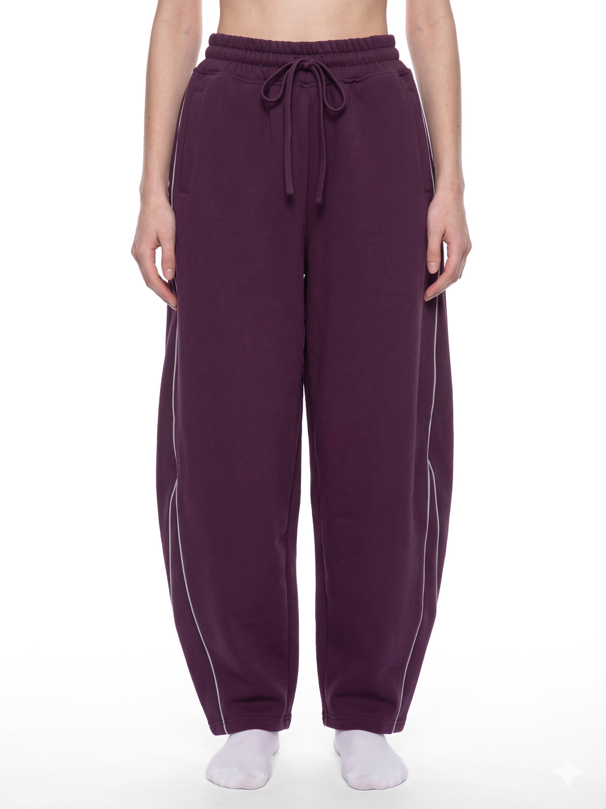 Unisex Piping Fleece Barrel Leg Sweatpants – model view 6